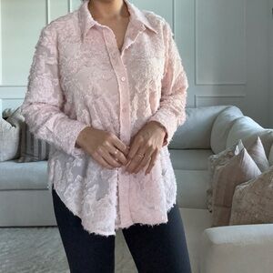 Light Pink Textured Button Down Shirt